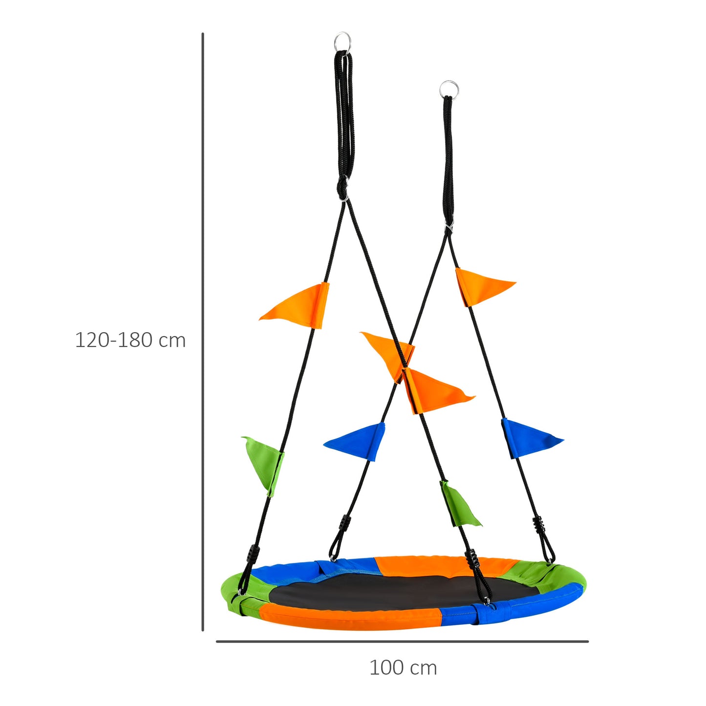 Saucer Tree Swing Set, Adjustable Rope, Steel Frame, Waterproof, Indoor Outdoor for Kids Over 3 Years Old