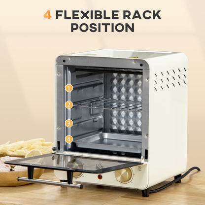 Freestanding Electric Oven, Convection Mini Oven, 15L w/ Adjustable Temperature, Timer, Baking Tray, 1000W, Cream White