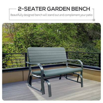 Metal 2-Seater Outdoor Garden Rocker Bench Green