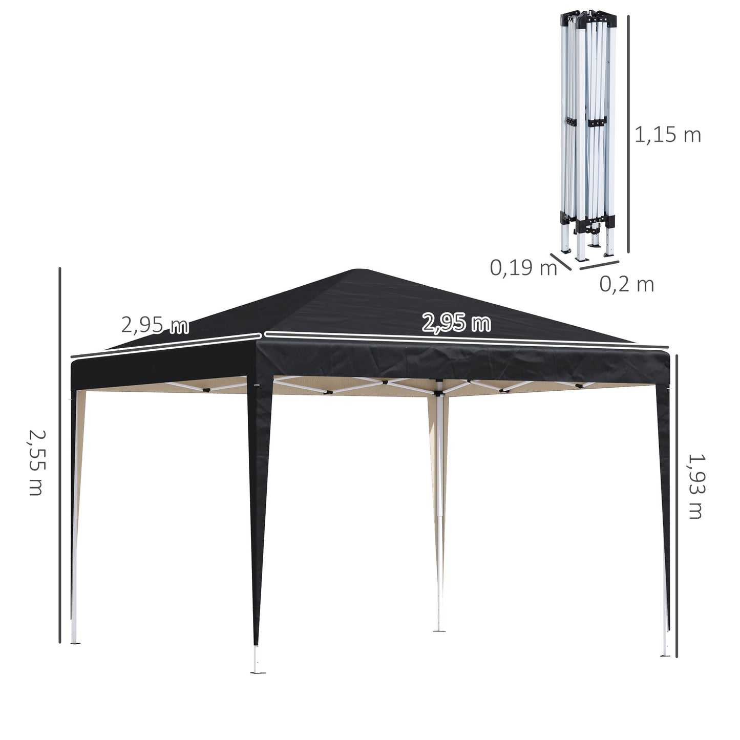 3 x 3m Pop Up Gazebo Black