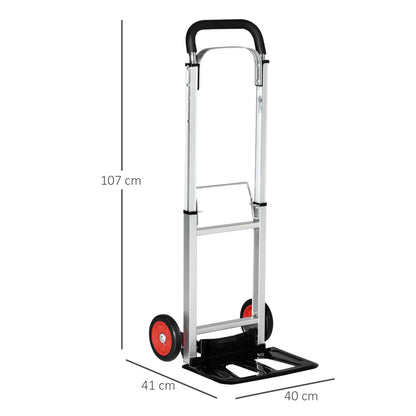 Heavy Duty Sack Truck, Folding, with Telescoping Handles, Aluminium Alloy Hand Truck for Moving and Travel, 90kg Capacity