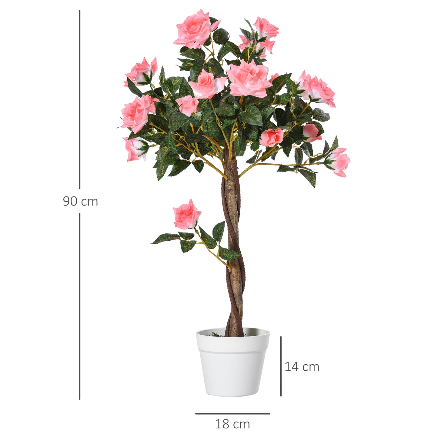 Artificial Potted Plants, 21 Flowers with Nursery Pot for Indoor Outdoor Décor, 90cm, Pink and Green