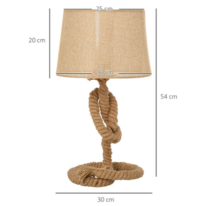 Bedside Reading Lamps, Hemp Rope Linen Shade Table Lamp Beige