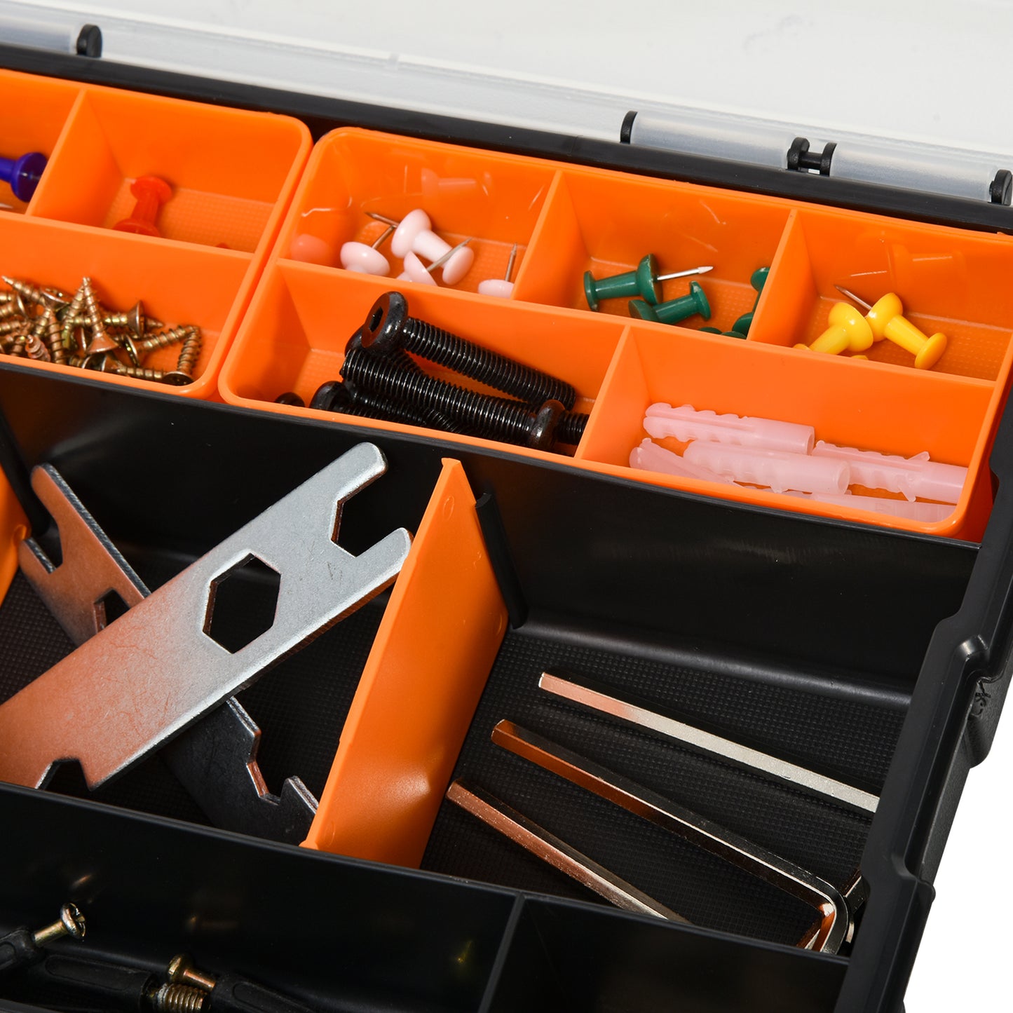 PP 4-Pack Size Variety Tool & Hardware Storage Boxes Black/Orange