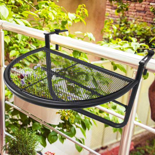 Outsunny Balcony Hanging Rail Coffee Table Mini Storage Rack Flower Stand