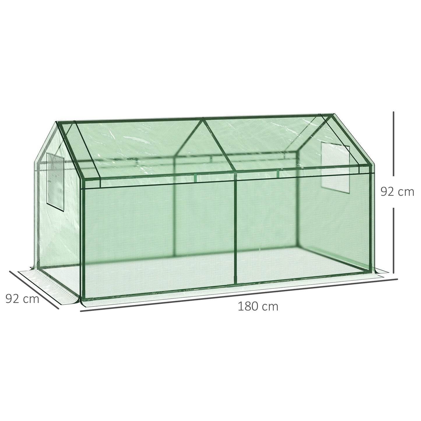 Mini Greenhouse Portable Garden Growhouse for Tomatoes Plants with Large Zipper Windows 180 x 92 x 92cm,Green