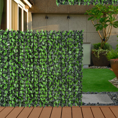 Outsunny Artificial Leaf Hedge Screen Privacy Fence Panel for Garden Outdoor Indoor Decor 3M x 1M Light Green and Dark Green 