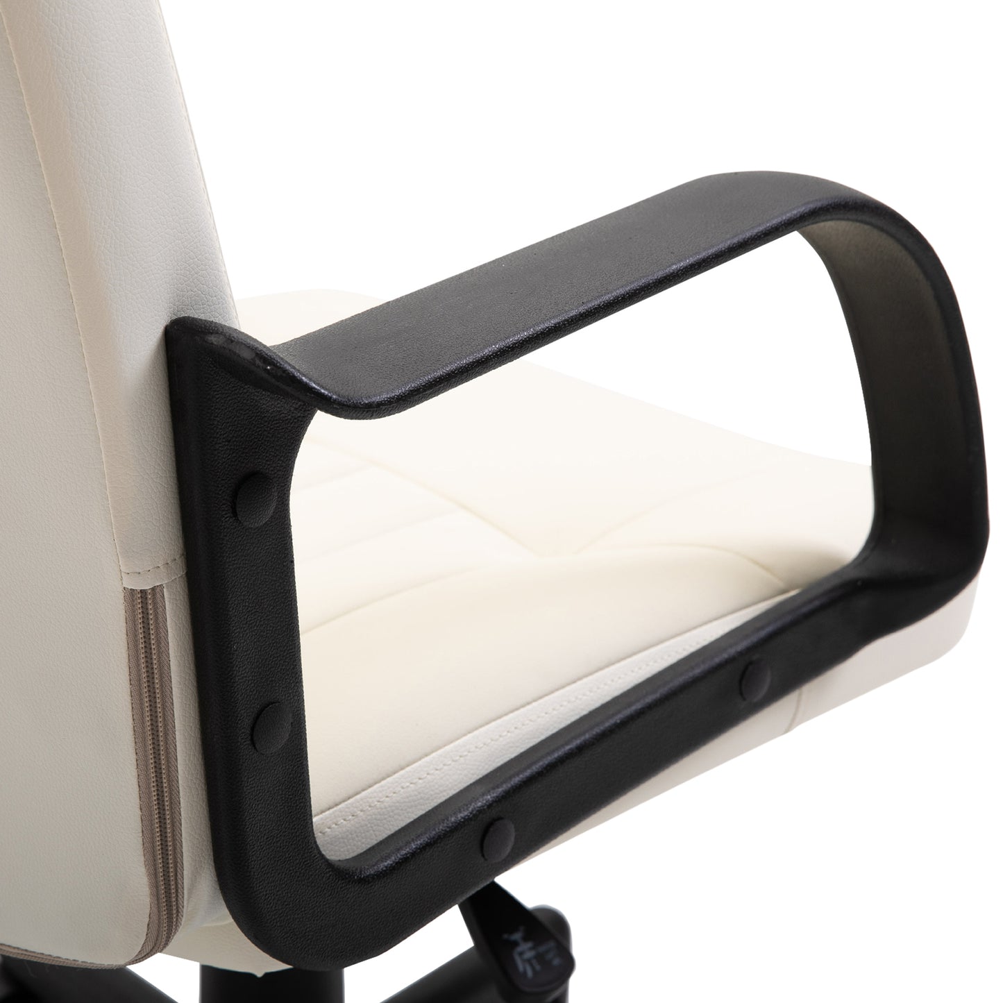 Homcom Office Chair Wheels Chair Computer Chair Home Office Chair Ergonomic Chair Swivel Pu Leather Office Chair-Cream