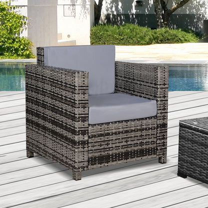 Outsunny Rattan Outdoor Garden Single Sofa Armchair Grey