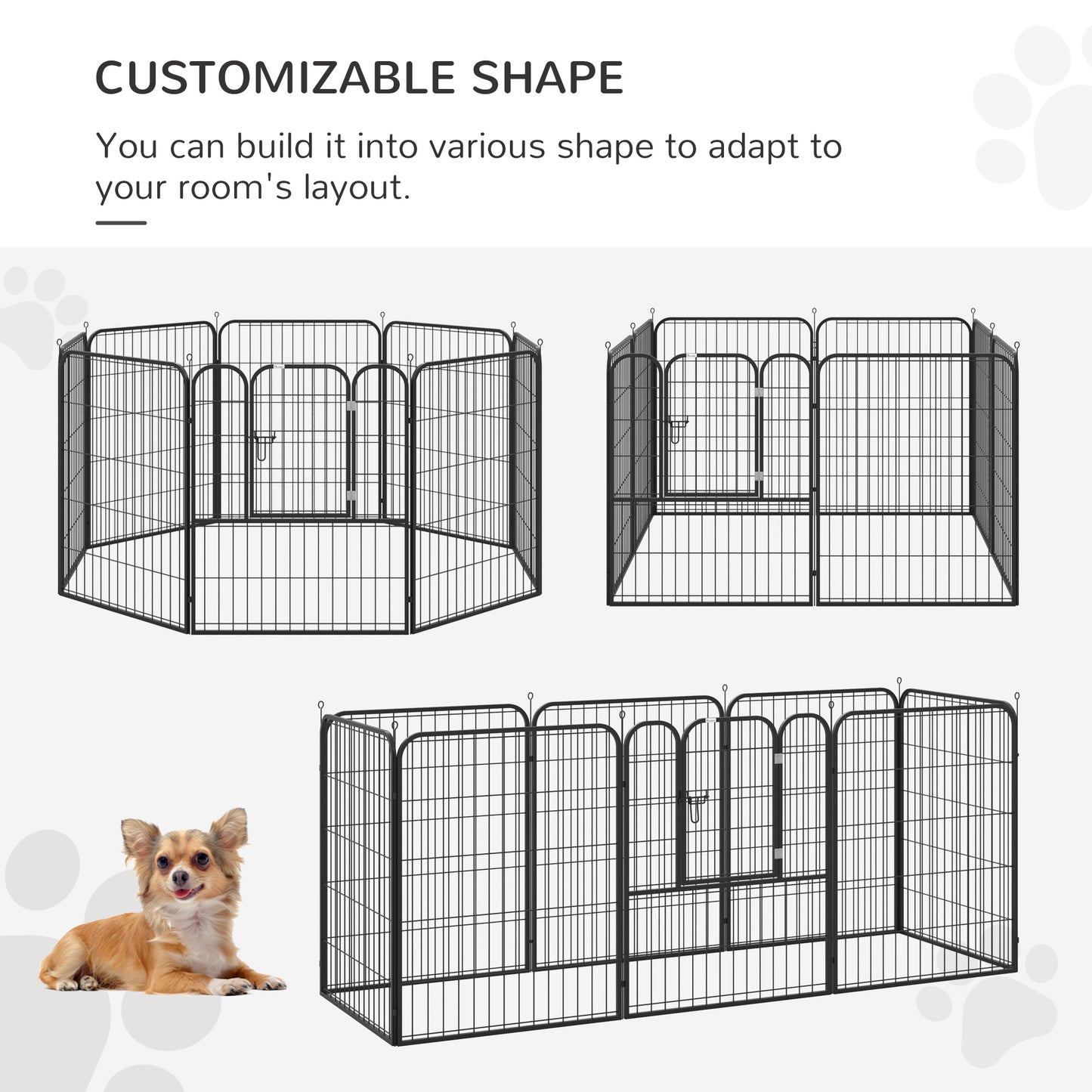 Heavy Duty Dog Pet Puppy Metal Playpen Play Pen Rabbit Pig Hutch Run Enclosure Foldable Black 79 x 100cm (Large)