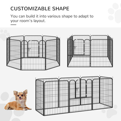 Heavy Duty Dog Pet Puppy Metal Playpen Play Pen Rabbit Pig Hutch Run Enclosure Foldable Black 79 x 100cm (Large)