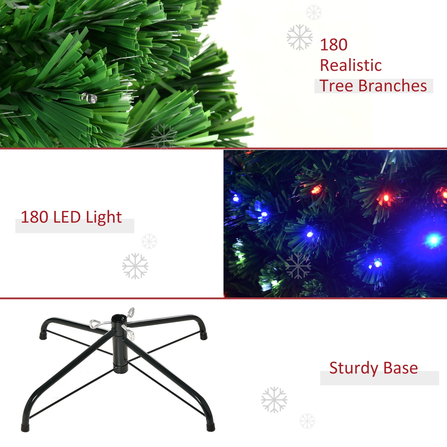 5ft Prelit Christmas Tree, Artificial w/ Metal Base and LED lights