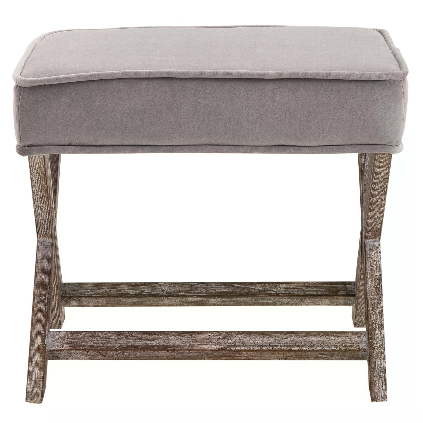 Footstools for Living Room, Padded Seat X Shape Chair Velvet Cover Shabby Footrest Grey