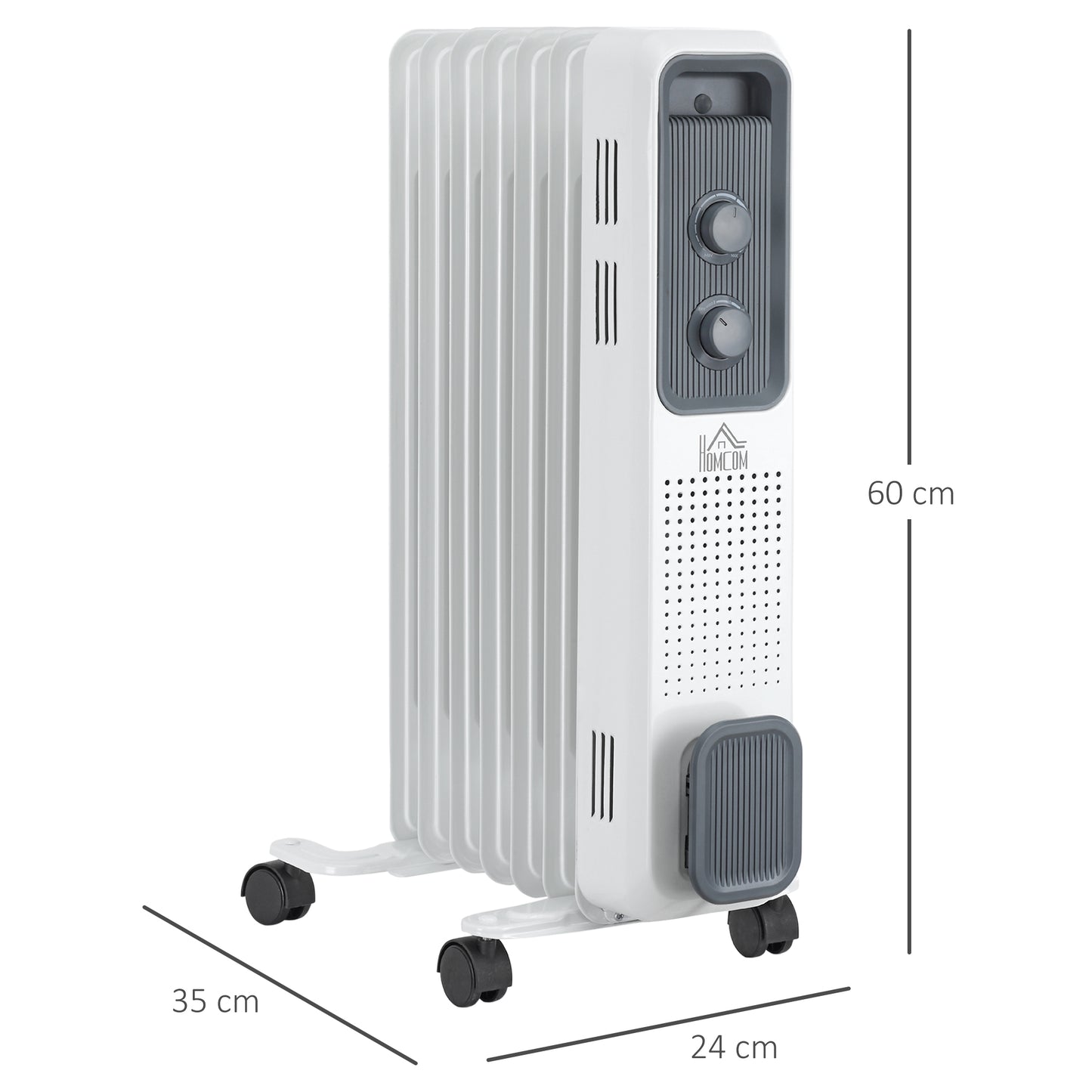 1630W Oil Filed Radiator with Timer w/ Three Modes Adjustable Thermostat Safety switch, White