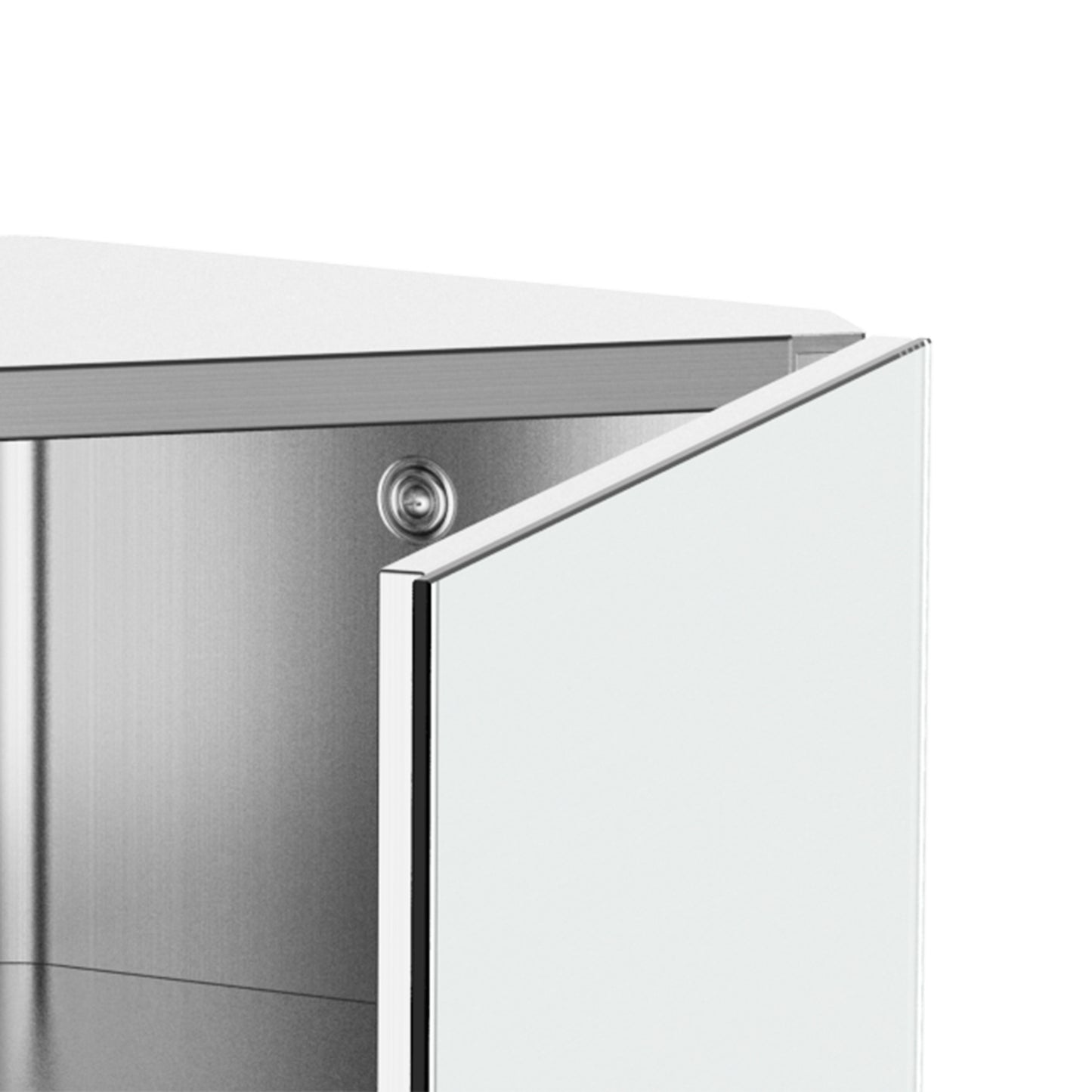 Stainless Steel Bathroom Corner Mirror Cabinet, 1 Door