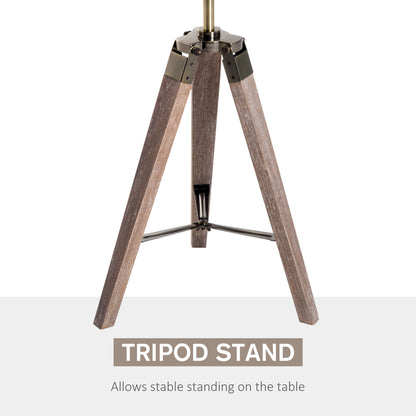 Spotlight Lamp, Tripod, 33L, Adjustable Height with Natural Wooden Base, Minimalist Adjustable Spotlight