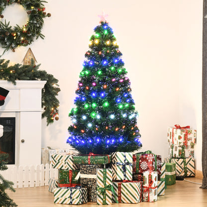 HOMCOM 5ft Prelit Christmas Tree, with Solid Metal Base, 170 Branch Tips, LED Lights Home Holiday Decoration