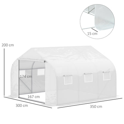 4.5x3x2m PE Mesh Cover Galvanized Metal Frame Walk-In Greenhouse White