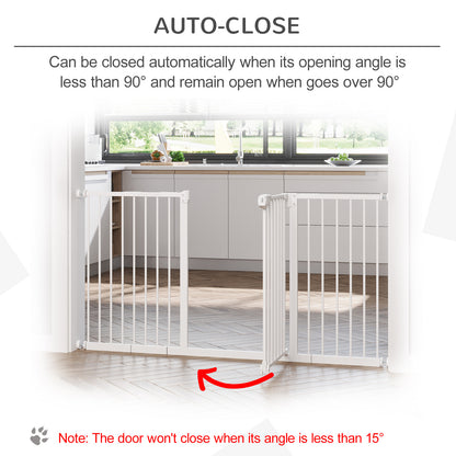 Retractable Dog Gate,  Auto Close for Doorway Hallway, 74-148cm Wide Adjustable, White