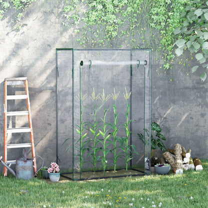 Outsunny 100 x 50 x 150cm Greenhouse Steel Frame PVC Cover w/ Roll-up Door Outdoor for Backyard, Balcony, Garden, Transparent 