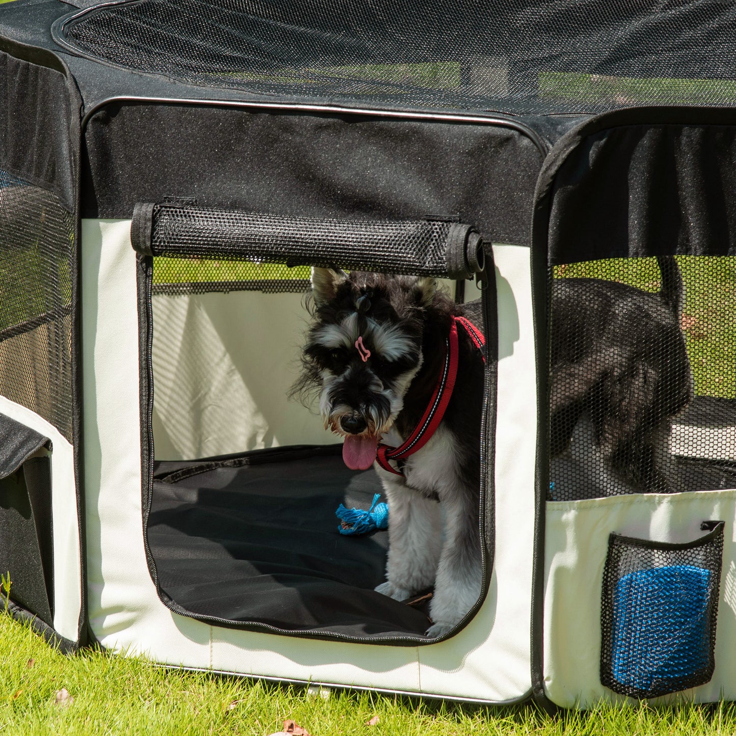 Puppy Pen Indoor, Fabric, Foldable, Easy to Carry, 120 x 58H cm Cream