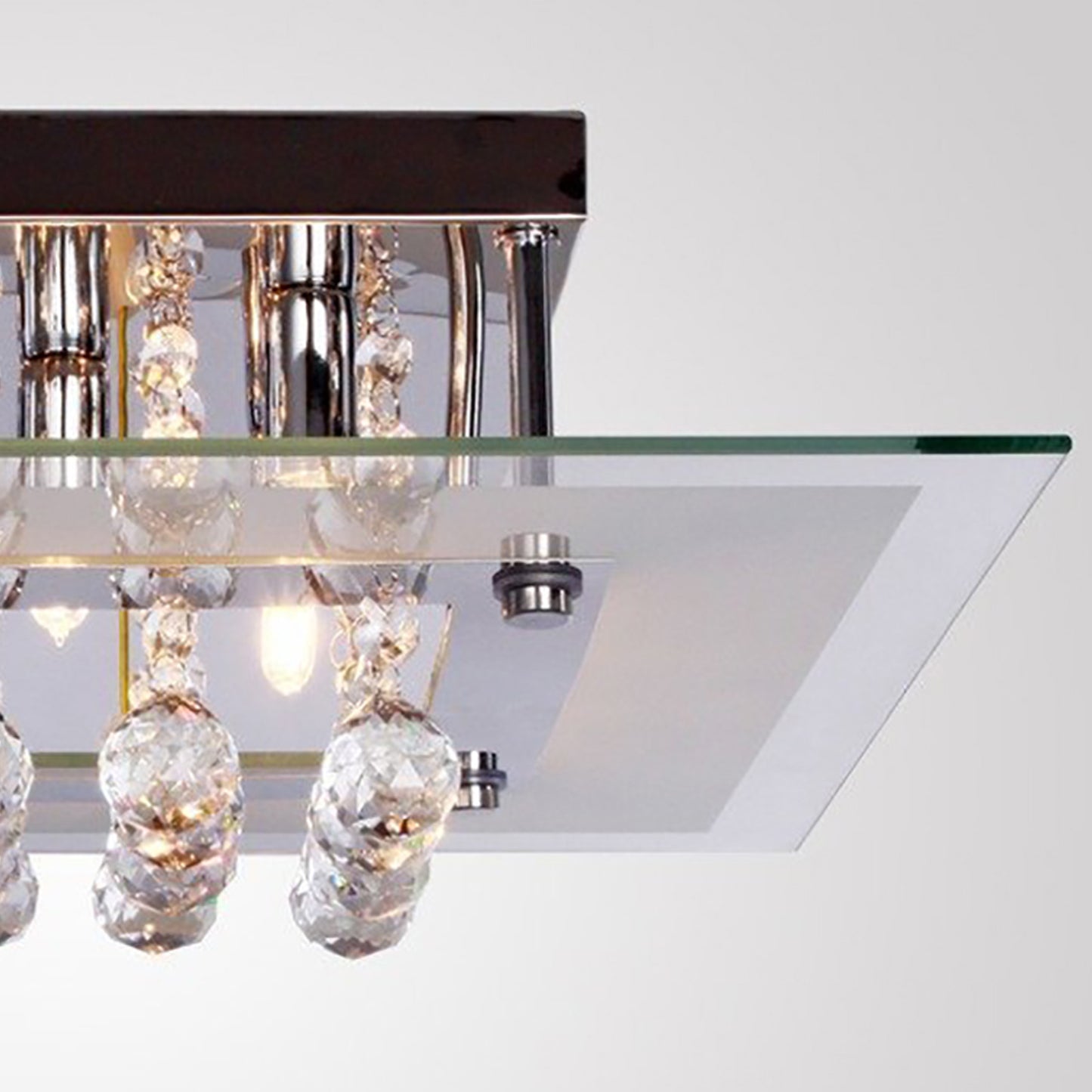 Bathroom Ceiling Light, 40Lx40Wx16H cm Square Crystal Chandelier