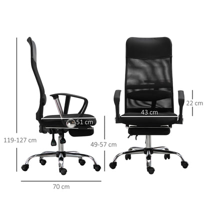 High Back Office Chair Ergonomic Mesh with Footrest Reclining Lumbar Support Headrest Black