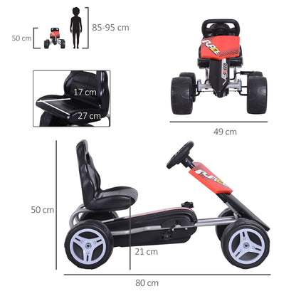 Homcom Pedal Go Kart Go Karting For Kids Children'S Go Karts Kids Pedal Cart Ride-On -Red/Black