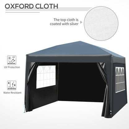 Pop Up Gazebo Marquee, 3x3 m-Black