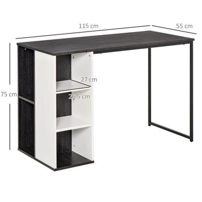 Study Desk with Storage Shelves, Home Office Computer Desk Writing Table Workstation, Grey