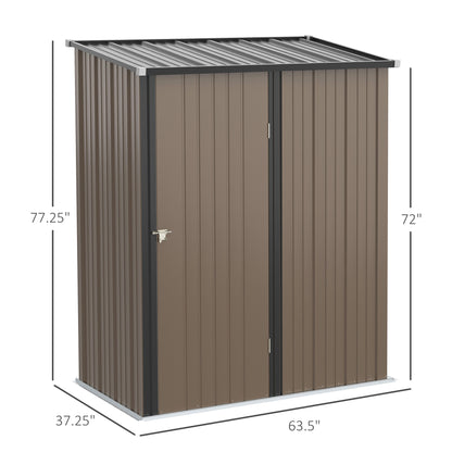 5.3ft× 3.1ft Outdoor Storage Shed, Steel Garden Shed w/ Single Lockable Door, Tool Storage Shed Brown