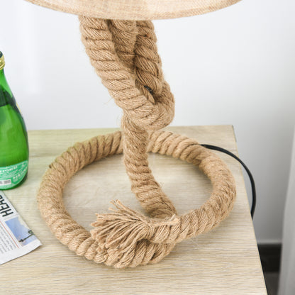 Bedside Reading Lamps, Hemp Rope Linen Shade Table Lamp Beige