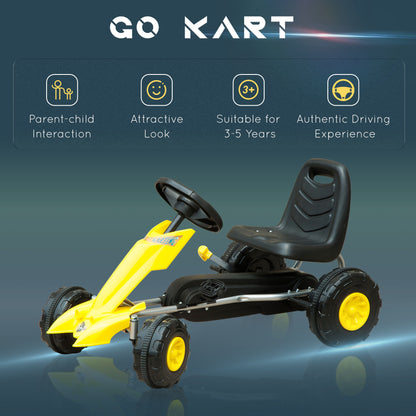 Homcom Pedal Go Kart Go Karting For Kids Children'S Go Karts Kids Pedal Cart Kettler Go Kart -Yellow/Black