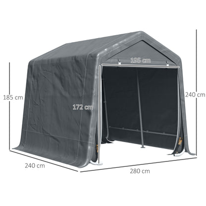 Garden Storage Tent Heavy Duty Bike Shed Patio Storage Shelter w/ Metal Frame&Double Zipper Doors Dark Grey