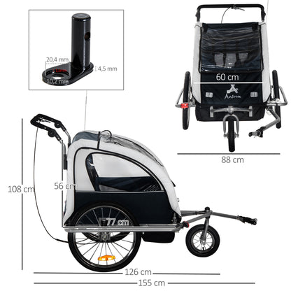 Bike Trailer Multifunctional Bicycle Child Carrier Baby Trailer Stroller Jogger Kit in Steel Frame