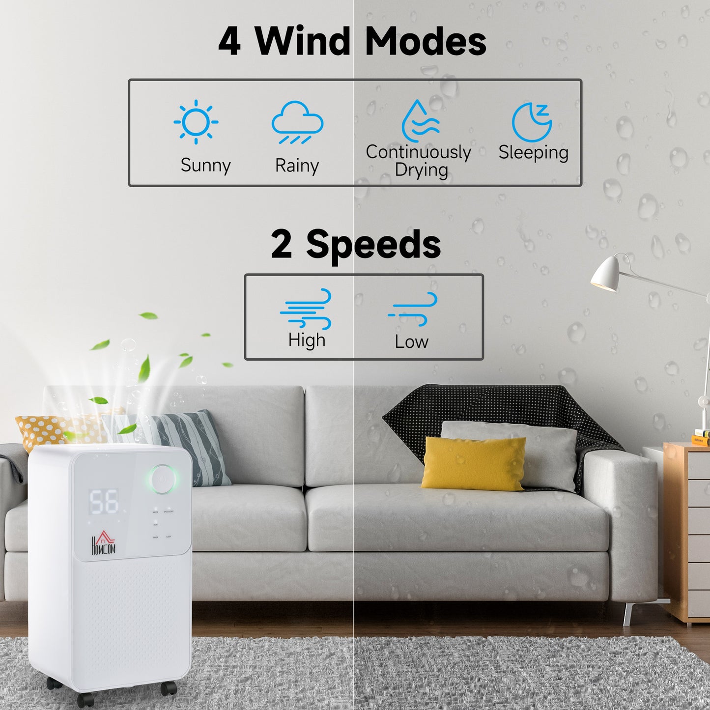 12L/Day 2000ML Portable Quiet Dehumidifier for Home Laundry Room Bedroom Basement, Electric Moisture Air De-Humidifier