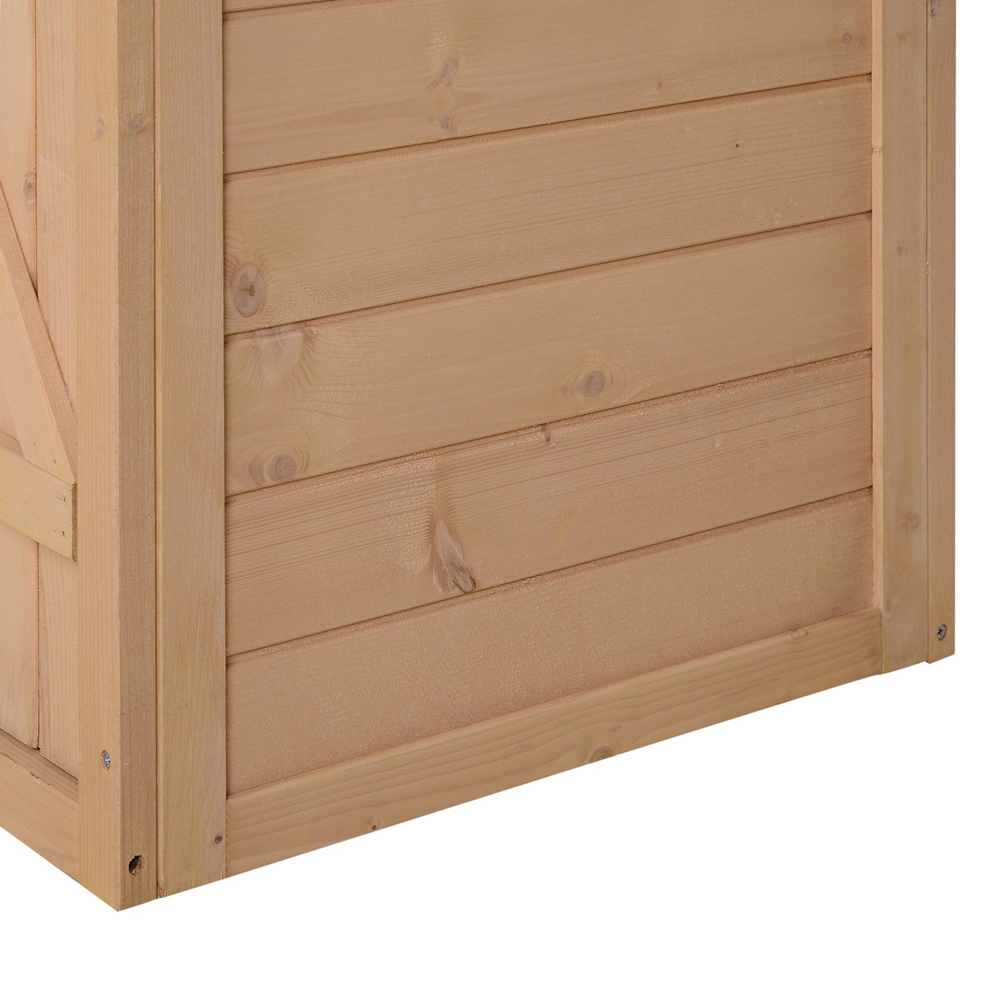 Outdoor Storage Shed, 75L x 56W x115Hcm Fir Wood w/ Shelves Wood Tone