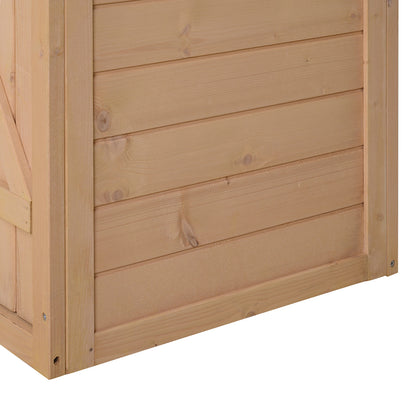 Outdoor Storage Shed, 75L x 56W x115Hcm Fir Wood w/ Shelves Wood Tone