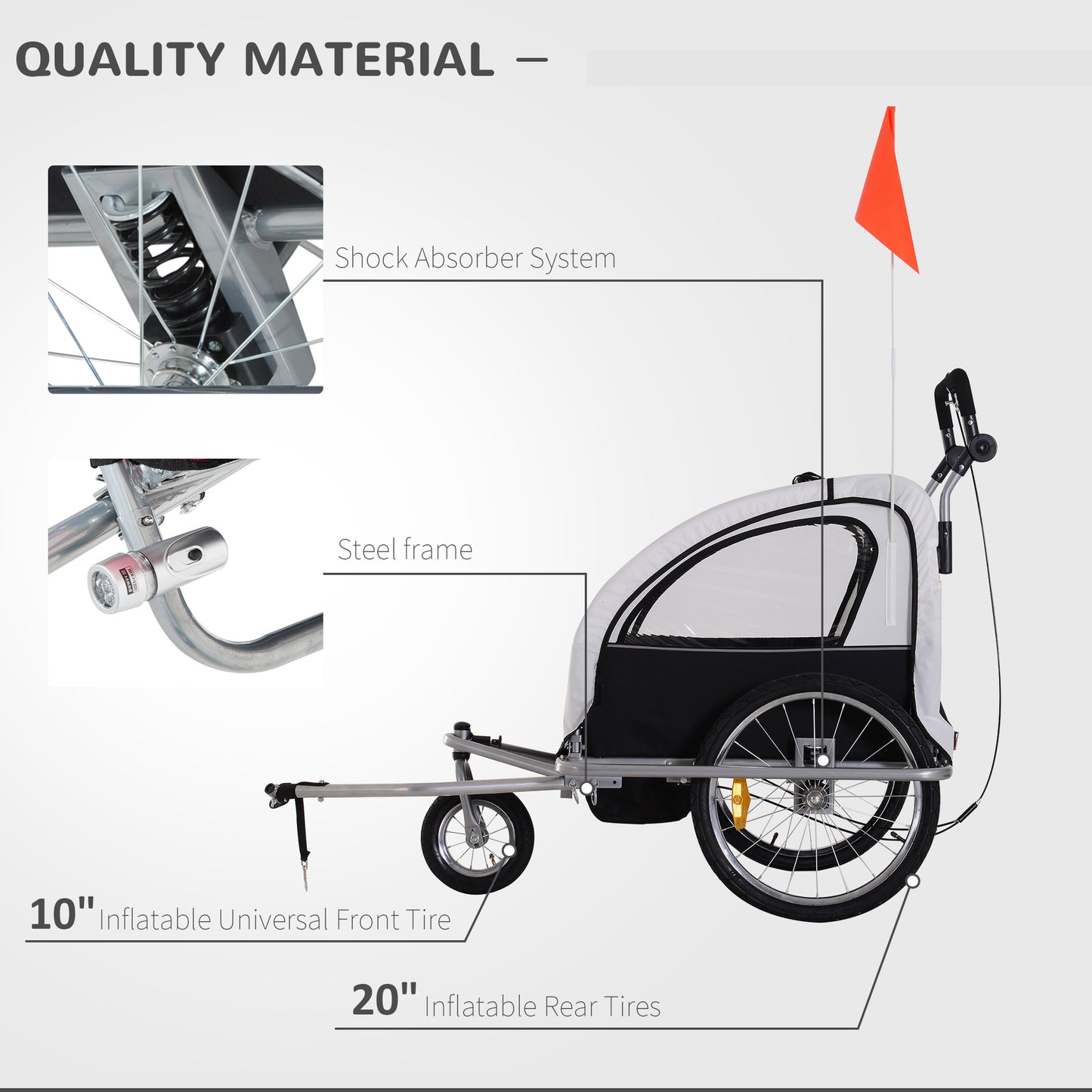 Bike Trailer Multifunctional Bicycle Child Carrier Baby Trailer Stroller Jogger Kit in Steel Frame