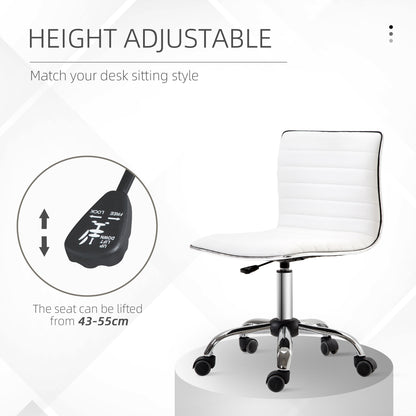 Swivel Office Chair Mid-Back Adjustable with PU Leather and Chrome Base-White