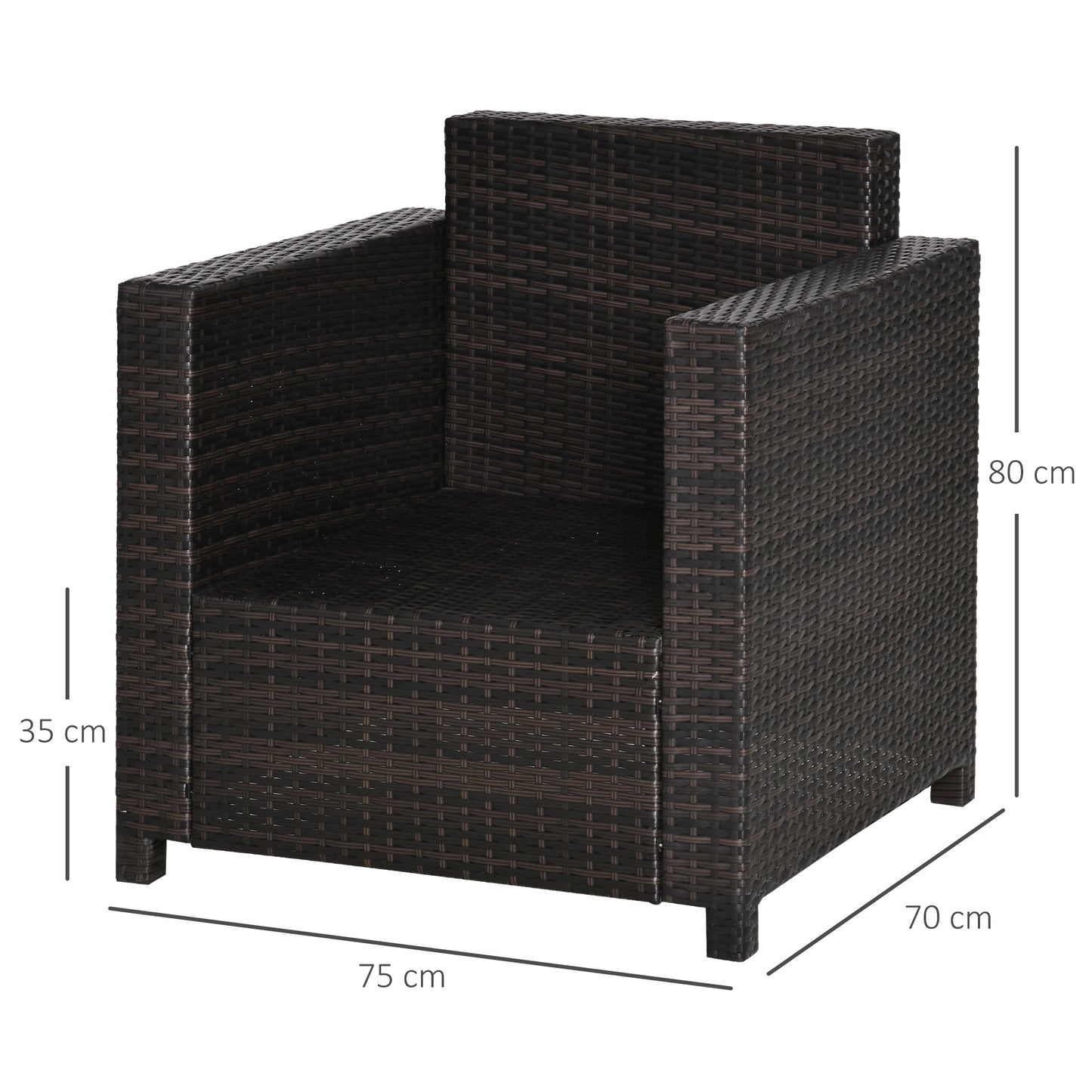 Rattan Single Sofa Chair W/ Metal Frame-Brown