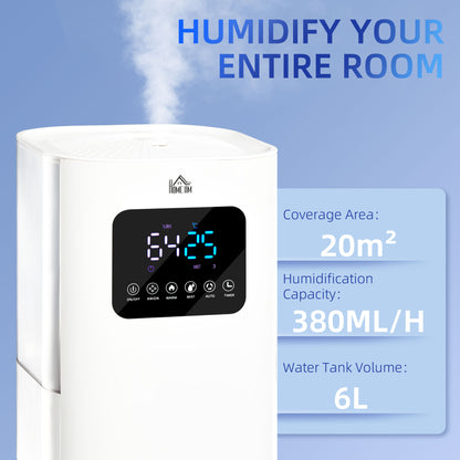 6L Warm Cool Mist Humidifiers for Bedroom, Air Humidifiers with Remote, LED Display, Quiet Operation with Auto Mode, White