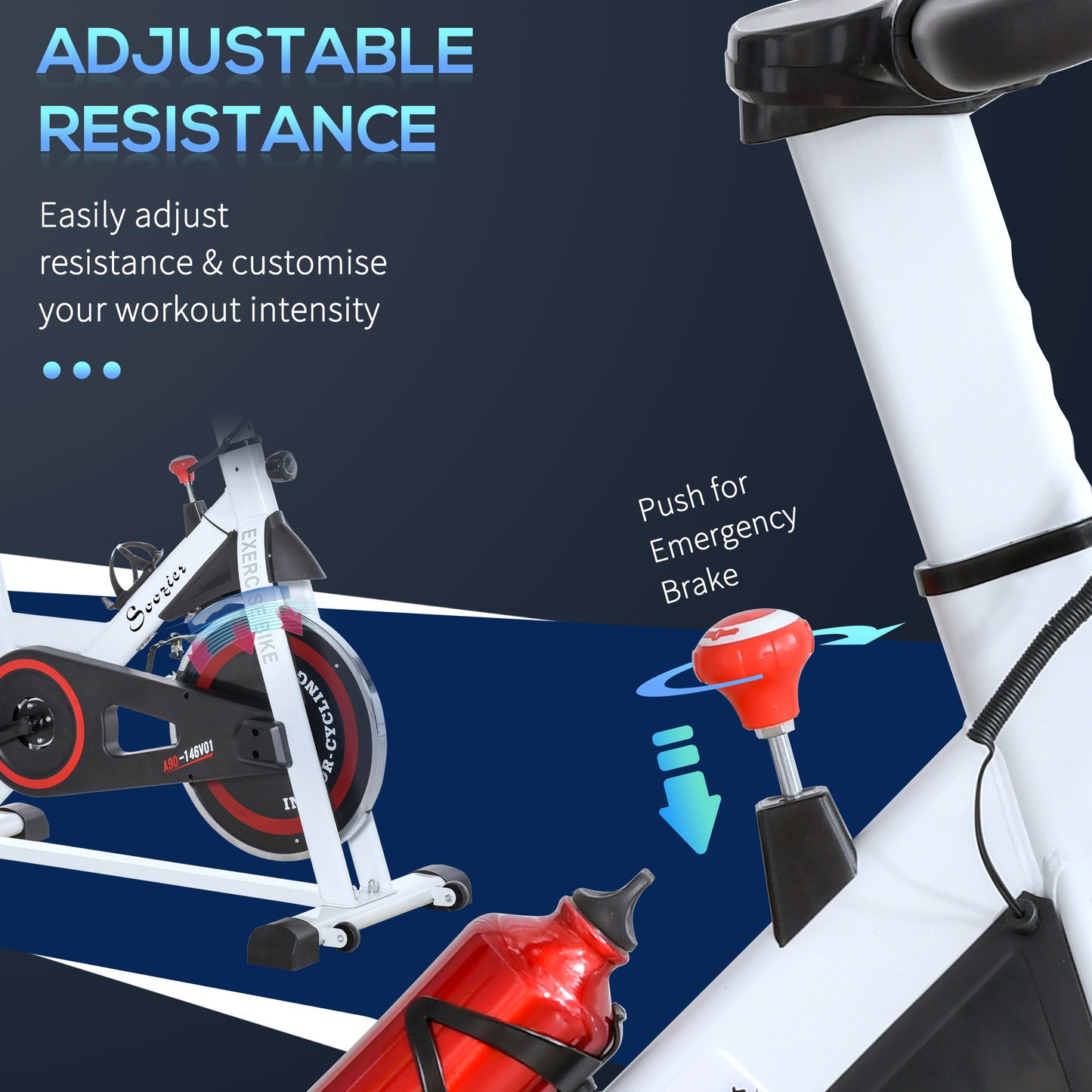 Upright Exercise Bike Indoor Training Cycling Machine Stationary Workout Bicycle with Adjustable Resistance Seat Handlebar