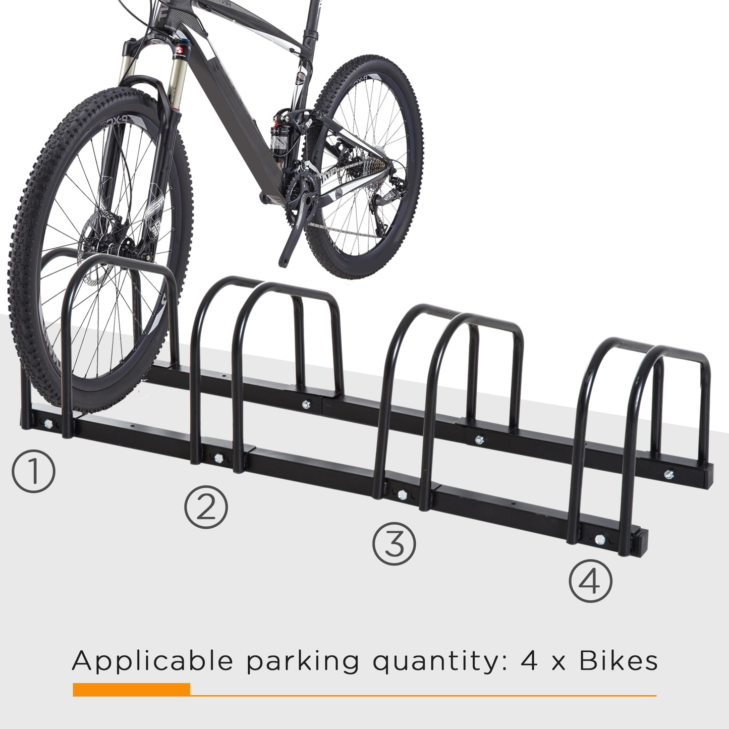 4-Bike Parking Stand Parking Rack, 95Lx33Wx27H cm, Steel-Black