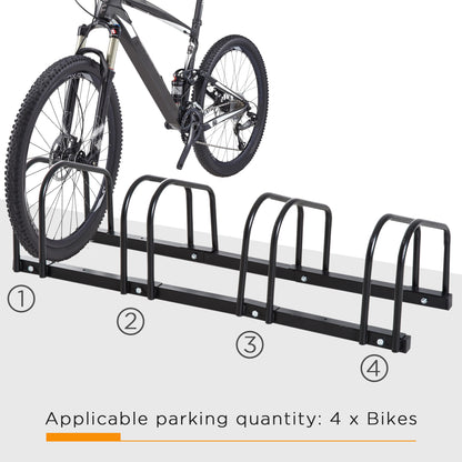 4-Bike Parking Stand Parking Rack, 95Lx33Wx27H cm, Steel-Black