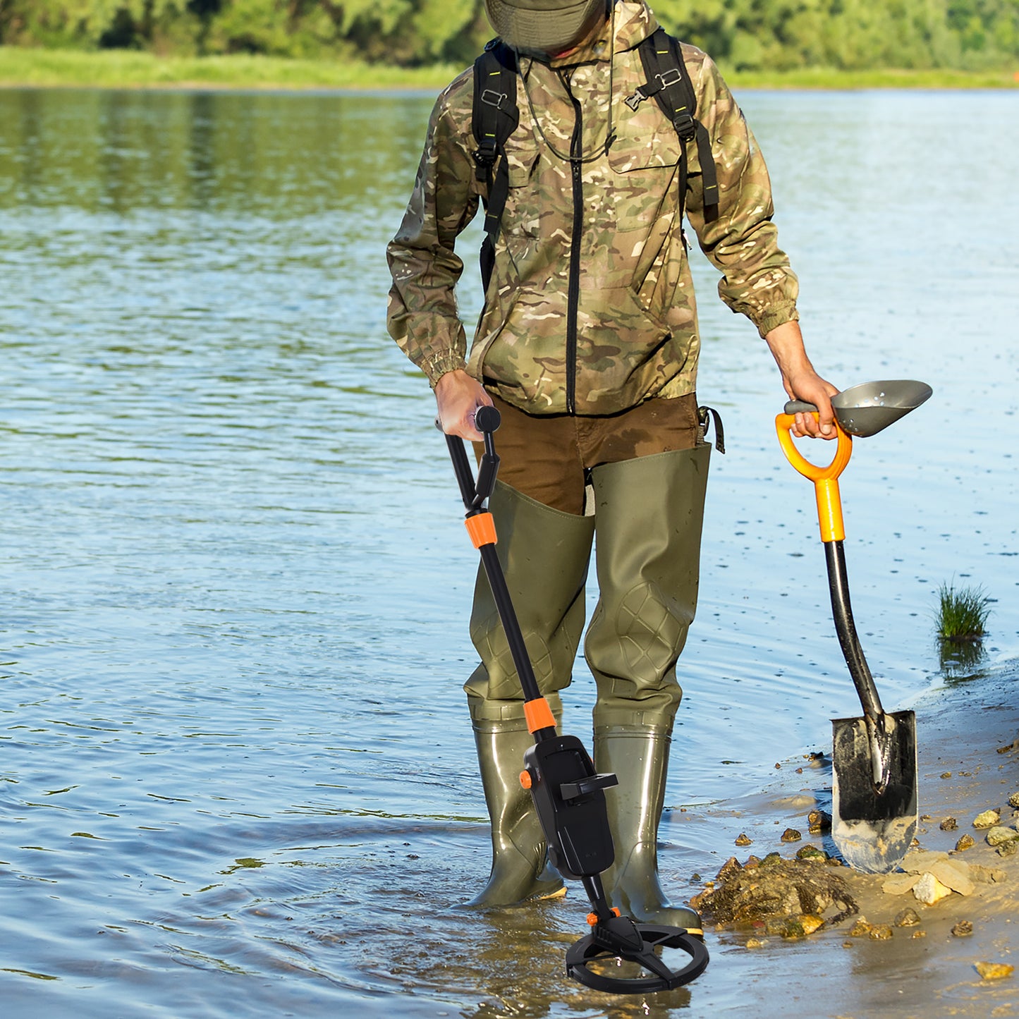 Outsunny Adjustable LCD Metal Detector, Water-resistant-Yellow/Black  