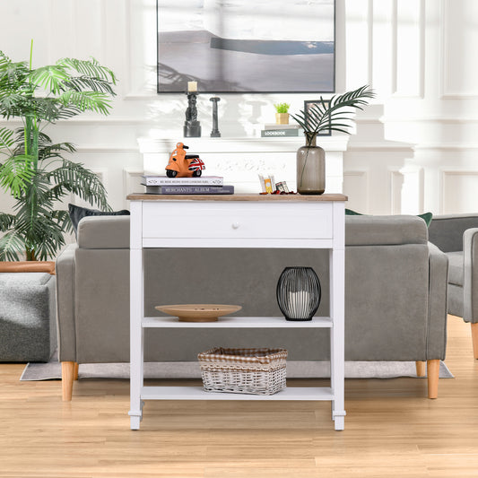 HOMCOM MDF Wide Drawer Console Table White