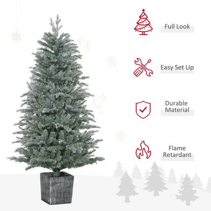 5ft Christmas Tree Snowy with Realistic Branches, Pot Stand and 1140 Tips, Xmas Decoration, Green