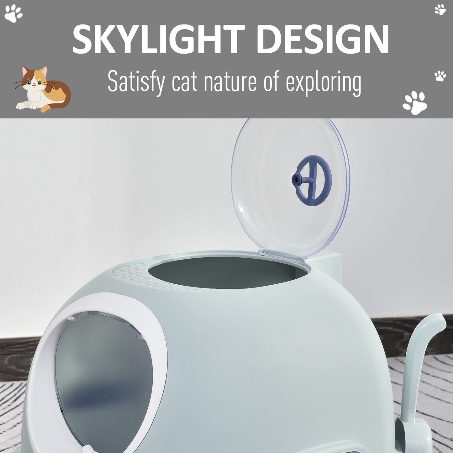 Cat Litter Box With Litter Scoop, Drawer-Type Easy To Clean, Skylight, Light And Easy To Move