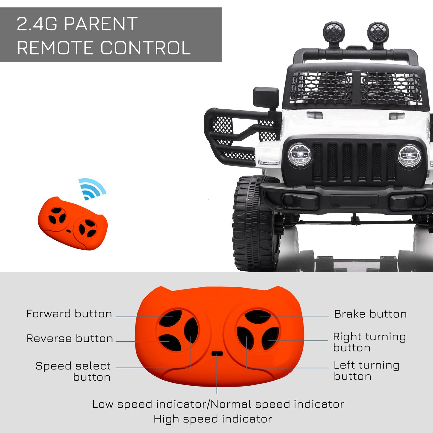 12V Battery-powered Kids Electric Ride On Car Truck Off-road Toy with Parental Remote Control Music Lights